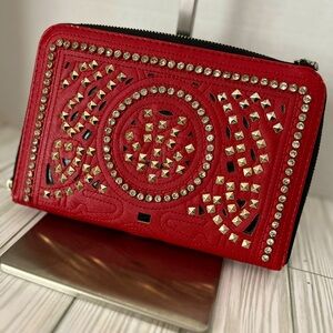 MMS Design Studio Red Wallet with detachable Crossbody Chain, EUC